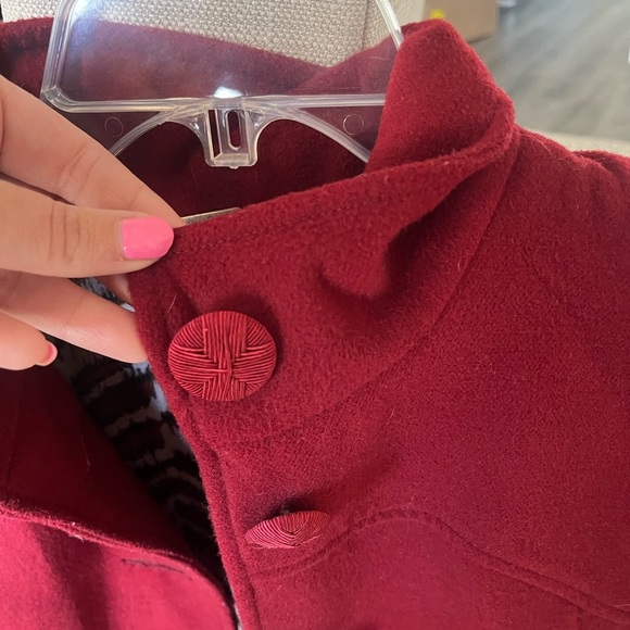 Free People Red Peacoat Pleated Back , Size 6 - Picture 7 of 9